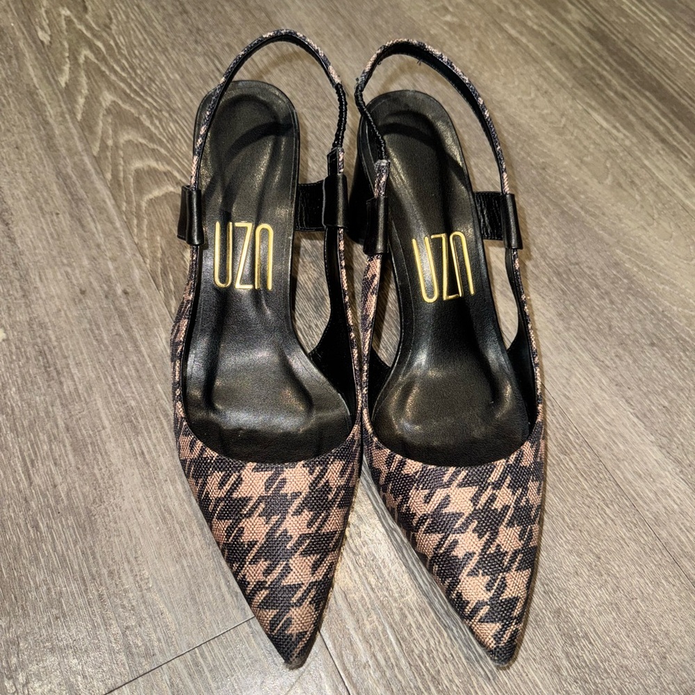 Chic Houndstooth Slingback Heels - image 6